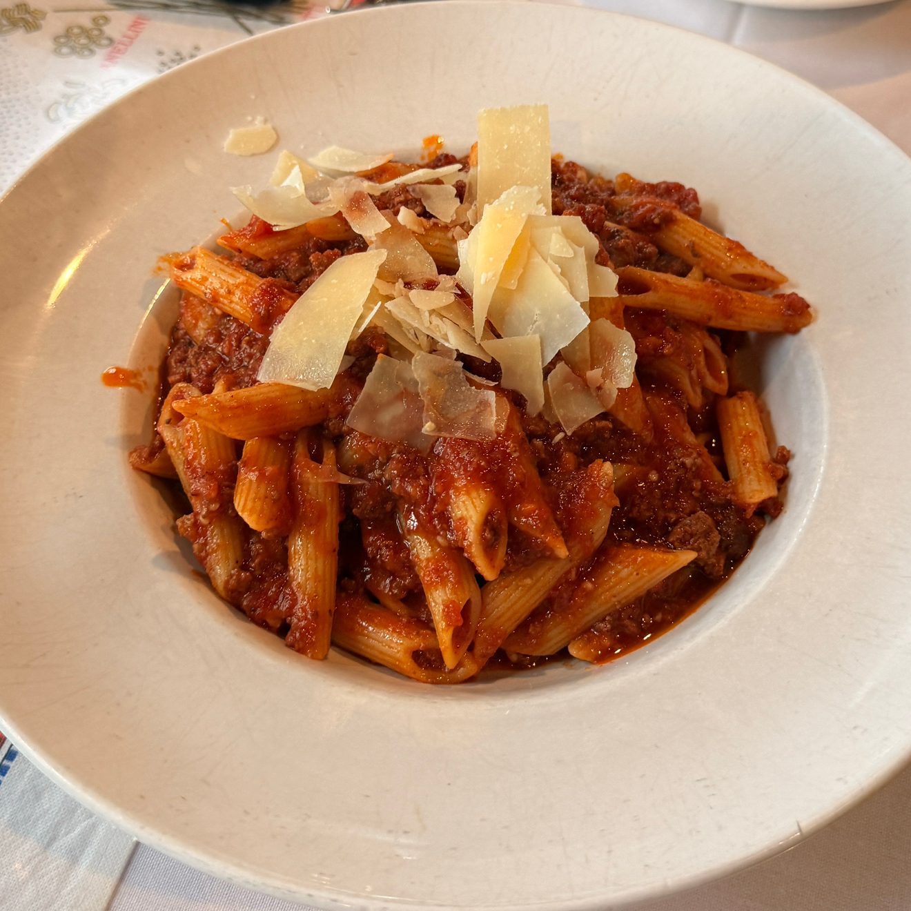 Penne Bolognese.