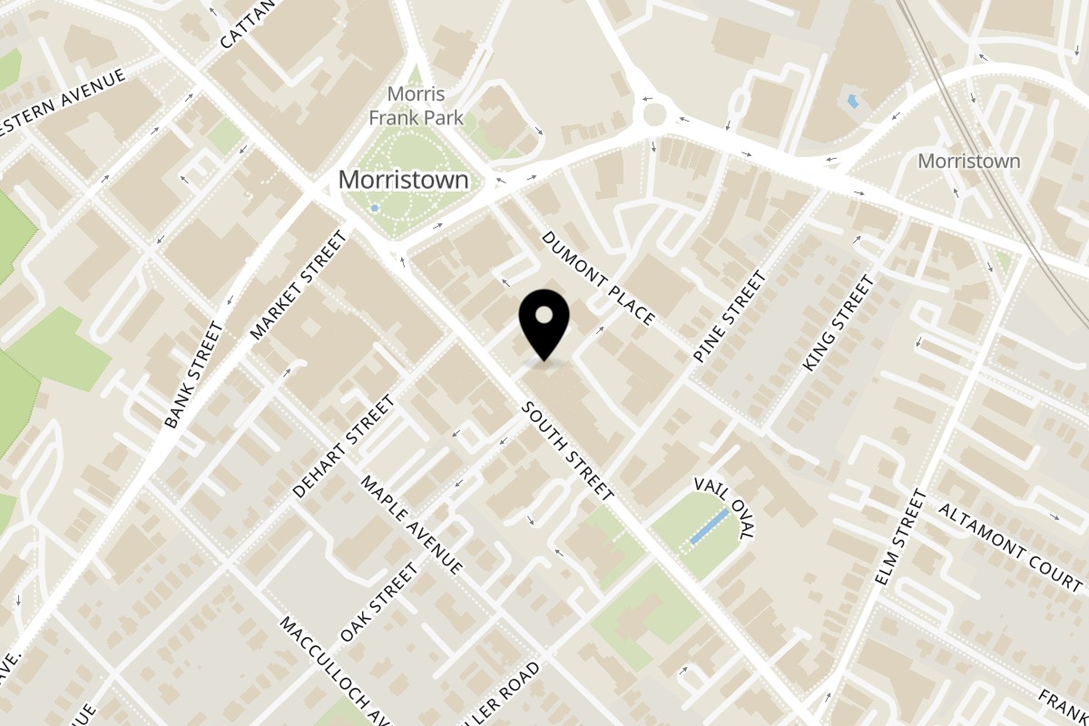 Map showing the location of Pavesi Restaurant on 50 South St in Morristown